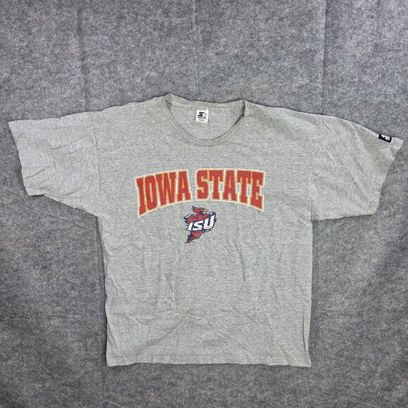 Vintage Iowa State Cyclones Shirt Mens XL Gray NCAA Basketball Starter 90s Tee - Picture 1 of 7